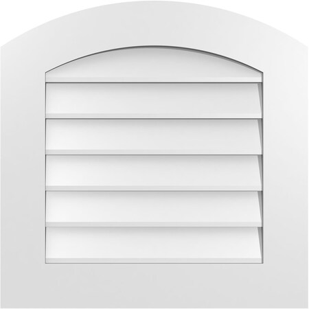 Ekena Millwork Arch Top Surface Mount PVC Gable Vent: Functional, w/ 3-1/2"W x 1"P Standard Frame, 24"W x 24"H GVPAR24X2401SF